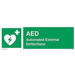 AED Geautomatiseerde Externe Defilbrilator met hart defibrillator symbool Teken - 300x100mm - L31