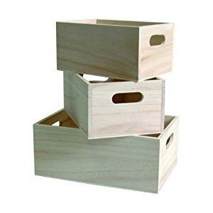 Artemio 14001473-3-delige houten scalaire dozen, beige, 21,3 x 7,2 x 12 cm