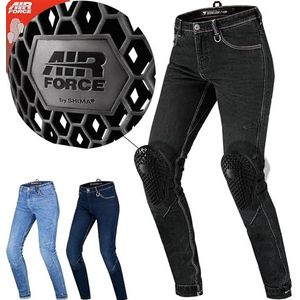 SHIMA DEVON motorjeans - geventileerde elastische slim fit biker-motorbroek met FiberQL-versterking, CE-knie- en heupbeschermers (dames, zwart, 28 LONG)