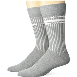 BOSS Heren geribbelde katoenen sokken, klein, 3 stuks, Zilvergrijs melange, 39-47 EU