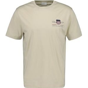 REG Archive Shield EMB SS T-shirt, zijdeachtig beige, S