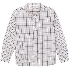 Gocco Mao-hemd, geruit, blauw, Ruw, 7-8 jaar