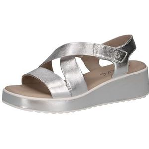 Caprice Dames 9-28305-44 platte sandalen, zilver metaal, 38 EU, zilver metaal, 38 EU