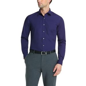Van Heusen Herenoverhemd getailleerd poplin effen, Perzisch Blauw, 16"" Neck 36""-37"" Sleeve