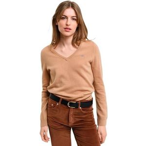 GANT Extra fijne lamswol met V-hals, Caramel Beige, XL