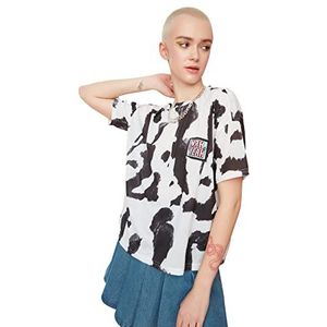 Trendyol Print Detailed Knitting T-Shirt, Wit, XS Dames, Wit., XS