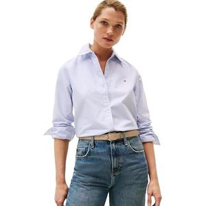 TOMMY HILFIGER Oxford WW0WW46111 overhemd voor dames met ontspannen pasvorm, Blauw (Classic Ithaca Stp/Mid Blue), 44