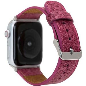 VENTA® Lederen armband voor Apple Watch 1/2/3/4/5 wisselarmband, compatibel met Apple Watch vervangende armband, echt leer (42-44 mm/mozaïek pink/VA-TNM8) + adapterset zilver