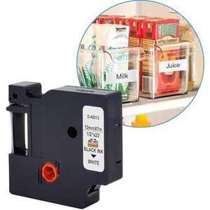 Double Dragon, 5-Pack Compatibele Label Tape voor Dymo D1 Tape 45013 A45013 S0720530, Zwart op Wit, 12mm x 7m, Navullingen voor Dymo LabelManager 160 210D 280 360D 420P 450 450D 500TS