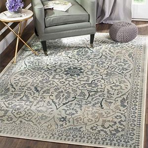 Safavieh Vintage geïnspireerd tapijt, VTG175, geweven zachte viscose-vezel, crème/lichtblauw, 99 x 170 cm