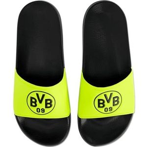 Borussia Dortmund Unisex - BVB badslippers voor volwassenen, neon, zwart, 37/38