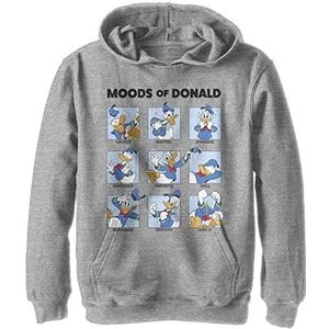 Disney Characters Donald Moods Boy's Hooded Pullover Fleece, Athletic Heather, Small, Athletic Heather, S