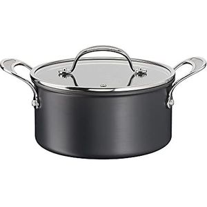 Tefal Jamie Oliver Cook's Classics Stoofpot, 24 cm, antiaanbaklaag, ovenbestendig, inductie, glazen deksel, geklonken handvat, hard geanodiseerd aluminium, 24 cm stoofpot + deksel, H9124644, zwart