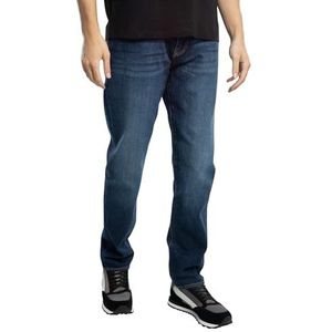 Armani Exchange Heren De Boat, Label Patch, Patch Logo Letter, Jeans, Blauw, 36, blauw (medium blue denim), 36