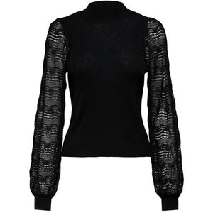 ONLY - ONLANNELINA LS HIGHNECK KNT - Zwarte Dames Trui - Gebreide Truien
