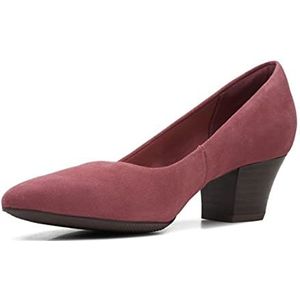 Clarks Teresa Step dames pomp. Pumps, Suède in donkerroze , 38 EU