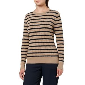 GANT Stretch Cotton Cable Stripe C-Neck, taupe beige, XS