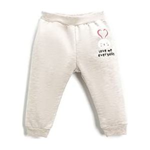 Koton Baby-meisjes bedrukte jogger elastische tailleband sweatpants, Beige (050), 6-9 Maanden