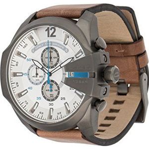 Diesel Mega Chief Chronograph bruin leren horloge