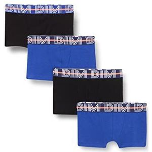 Dim EcoDim Boxershorts voor jongens, katoen, stretch, kleurrijk, 4 stuks, Blauw/Zwart/Zwart/Blauw, 14 Jaren