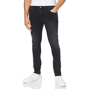 Urban Classics Heren Slim Fit Zip Jeans Broek, Real Black Washed., 32W