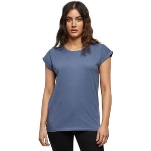 Build your Brand Dames T-shirt Dames Extended Shoulder Tee, lang gesneden T-shirt voor vrouwen, katoen, vintage blauw, XS