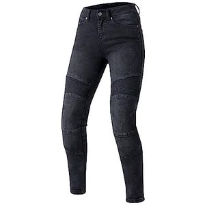 OZONE MOTO Agness II Lady motorjeans dames | aramidevezel voering | kniebeschermers niveau 2 | zakken voor heup- en stuitbeenbeschermers | slim fit, Washed Black, 24W x 28L
