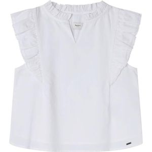 Pepe Jeans - PG301700 - Blouse - Wit - Casual - Mouwloos / Spaghettibandjes
