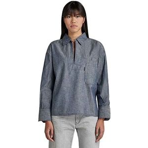 G-STAR RAW Dames Bowling Polo ls Shirt, Blauw (Raw Denim D186-001), M