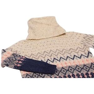 Jalene Damestrui met hoge kraag en dikke jacquard-pullover marine meerkleurig maat XS/S, Marine meerkleurig, XS