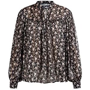 DreiMaster Vintage Dames blouse met lange mouwen 37324995-DR05, ZWART ROSA, M, zwart, roze, M