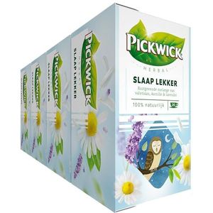 Pickwick Herbal Slaap Lekker Kruidenthee met Valeriaan - Kamille en Lavendel (80 Theezakjes - 100% Natuurlijk) - Cafeïnevrij - 4 x 20 Zakjes