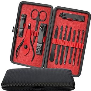 iSOUL Nagelknipper Manicure Set 12 Stuks Mannelijk/Vrouwelijk Rvs Professionele Nagelknipper Set Roestvrij Staal Grooming Kit voor Dikke Nagels Cuticle Remover Teen Nail Teennagel Care Cutter Pedicure