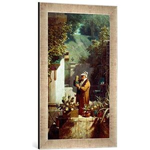Ingelijste foto van Carl Spitweg ""De cactusfreund"", kunstdruk in hoogwaardige handgemaakte fotolijst, 40x60 cm, zilver Raya