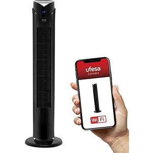 Ufesa Oslo WiFi, Torenventilator, 81 cm, App-bediening, 3 Snelheden, 3 Standen, LED-Touchpaneel met Afstandsbediening, 12-uur timer, 70° Oscillatie, 45W,zwart