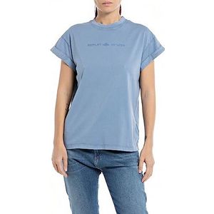 Replay T-shirt voor dames, regular fit, 685 Grijs Blauw, M