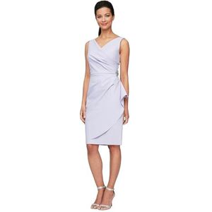 Alex Evenings Women's Slimming Short Ruched Dress with Ruffle (Petite and Regular), Lavender, 10