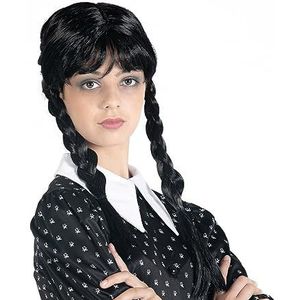 Ciao - Wednesday Addams-pruik, officiële woensdag met vlechten en pony