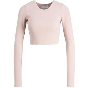 JACK & JONES Jxfeline Ls Rib Tee Noos Damesshirt met lange mouwen, Woorose, XL