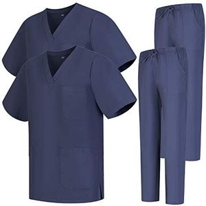 MISEMIYA Uniform Scrub Set Unisex Bz-2-6801-6802, Set van 2, Grijs, Maat L