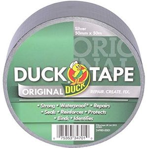 Duck Tape Origineel Zilver, 50 mm x 50 m. De originele hoge sterkte waterdichte gaffer en duct zelfklevende doek reparatie tape