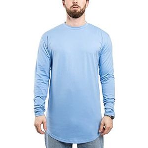 Blackskies Side Zip T-shirt met lange mouwen | lange oversize mode basic longsleeve heren longshirt long tee met ritssluiting - diverse kleuren, lichtblauw, S