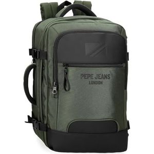 Pepe Jeans Bromley Draagbare cabinerugzak, 15,6 inch, groen, 30 x 44 x 18 cm, polyester, handbagage, Groen, Eén maat, cabine rugzak