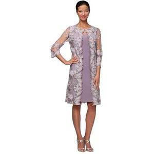 Alex Avonden Dames Midi Ronde Hals Shift Jurk Met Chiffon Trim Jas Speciale Gelegenheid