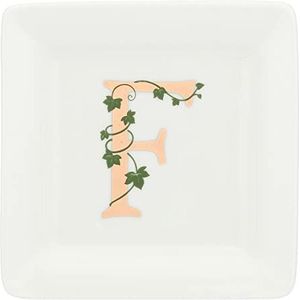 La porselein, wit, vierkante schotel, letter F, meubels voor huis, keuken - cadeau-idee - porselein - 10 x 10 x 1,5 cm