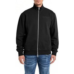 Replay Sweatjack voor heren, regular fit met ritssluiting, 098 Black, S