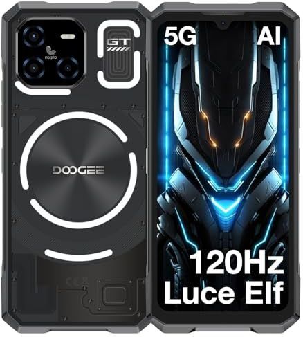 DOOGEE Blade GT 5G Telephone Portable Incassable, Smartphone Incassable avec Effet de Lumière LED, 6,72” FHD+ 120Hz, Dimensity D7050, 32GB+256GB LPDDR5, 48MP AI Caméra, 5500mAh/NFC/AI Fonction/WiFi 6
