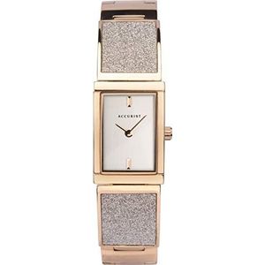 Accurist Womens Japanse Quartz RVS Semi-Bangle Horloge Set Met Kristal Stof, Sieraden Type Sluiting, 30m Waterbestendig, 2 jaar garantie.