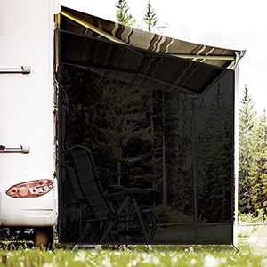 RVINGPRO RV Luifel Zijschaduw Scherm 9'x 7' Breathabe Zwart Mesh Zonnescherm voor Camper Trailer Luifel, UV Zonneblokker Complete Kits