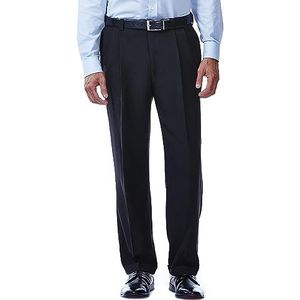 Haggar Men's Repreve Stria Gab Pleat Front Dress Pant,Black,42x29